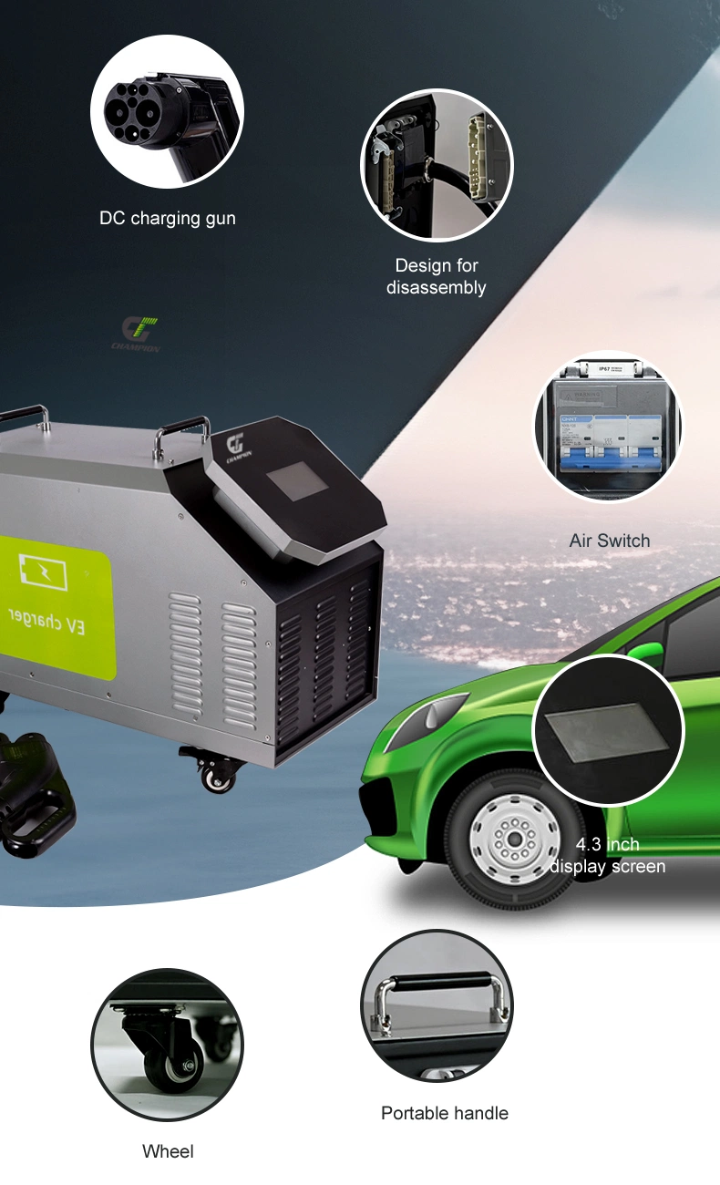 New Energy Electrical Vehicle 7kw 15kw 20kw 30kw 40kw CCS2 Portable Movable Fast DC EV Charger Station Evse Charging Station