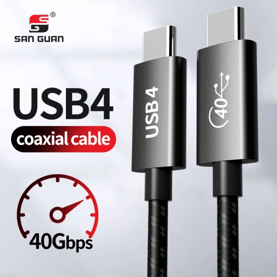 공장 직접 판매 동축 라인 USB 4.0 100W C - 유형 C 데이터 전송 주석 도금 구리가 포함된 고속 충전 케이블